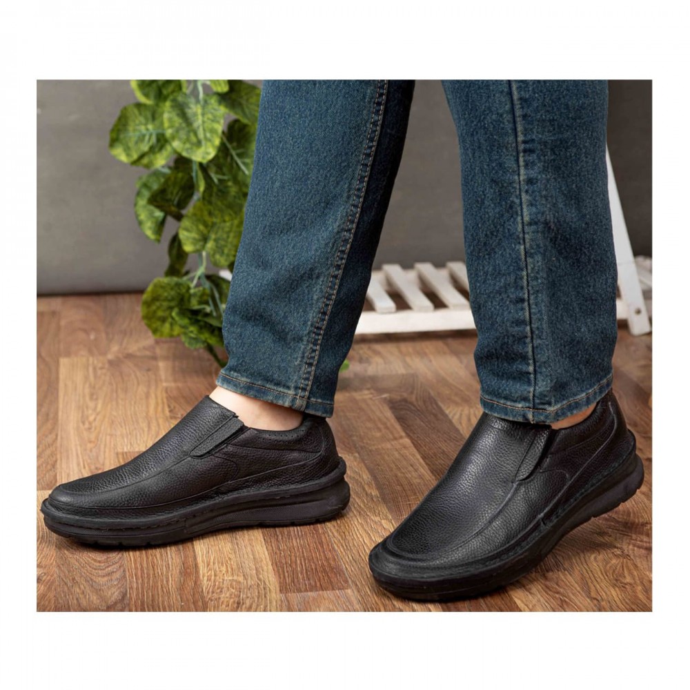 کفش چرم طبیعی طبی مردانه کد 517 مشکی