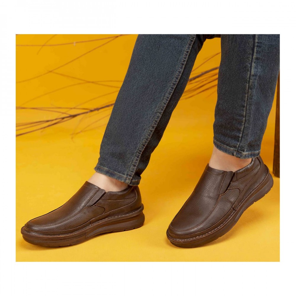 کفش چرم طبیعی طبی مردانه کد 517 قهوه ای