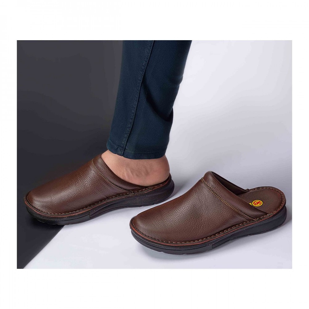 صندل طبی چرم طبیعی مردانه کد 322 قهوه ای