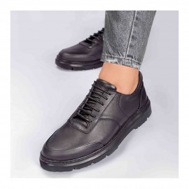 کفش چرم طبیعی اسپورت طبی مردانه کد 538 مشکی