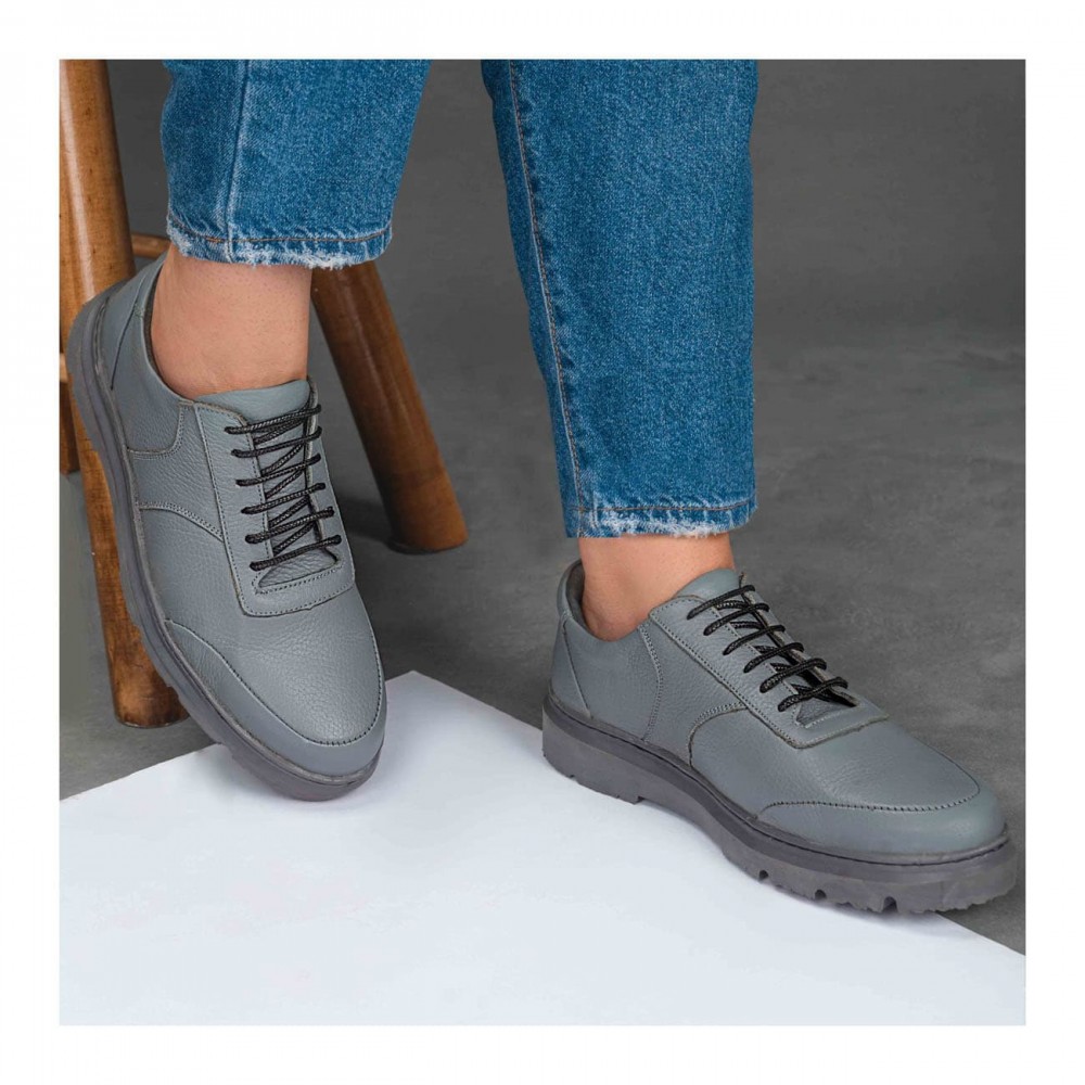 کفش چرم طبیعی اسپورت طبی مردانه کد 538 طوسی