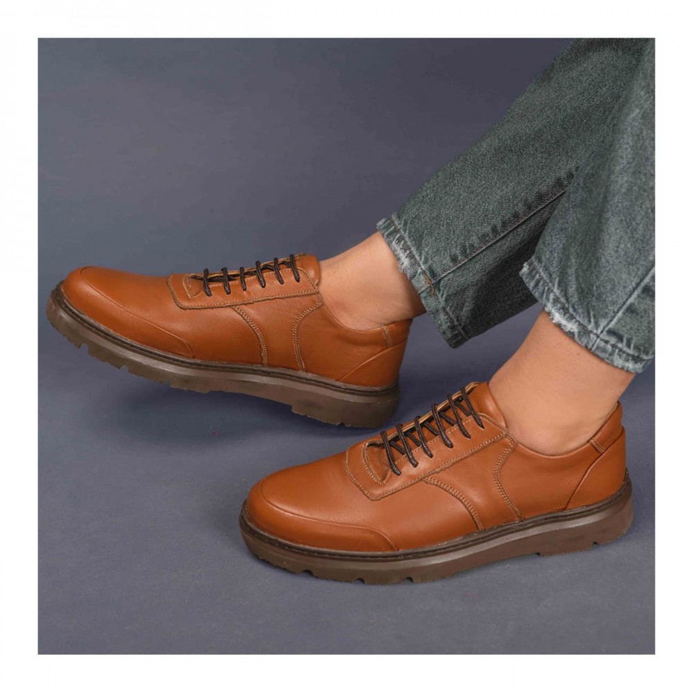 کفش چرم طبیعی اسپورت طبی مردانه کد 538 عسلی