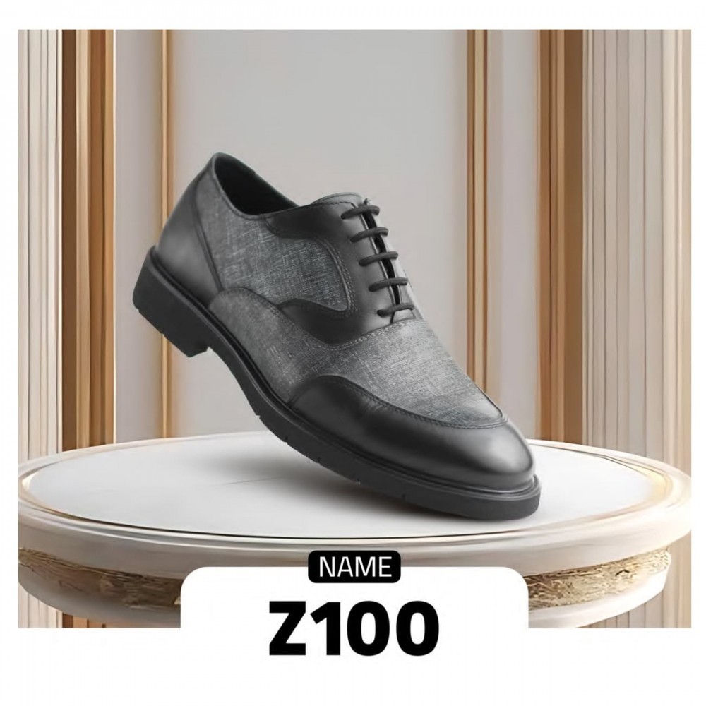 کفش چرم طبیعی مردانه مجلسی مدل زد 100 مشکی z100