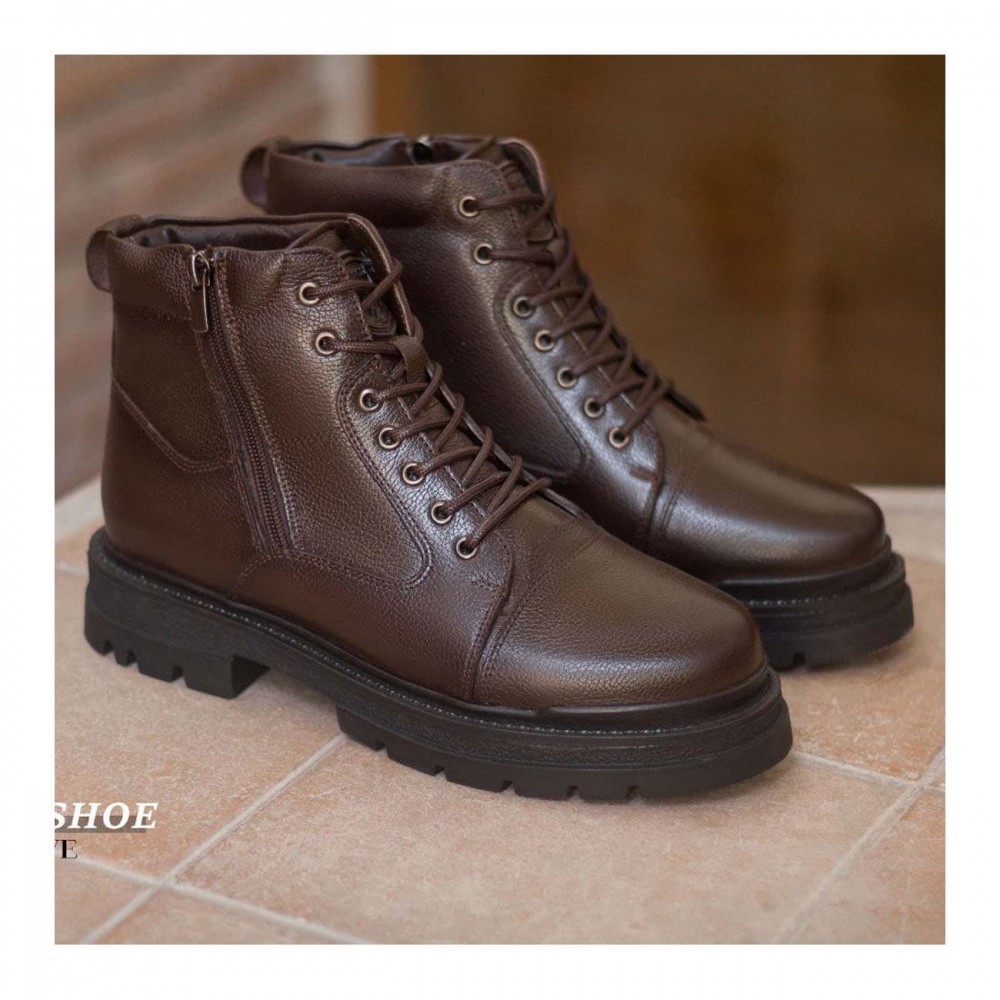 نیم بوت چرم طبیعی مردانه مدل هلسی قهوه ای healthy