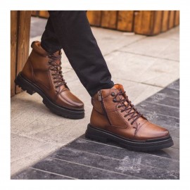 نیم بوت چرم طبیعی مردانه مدل هلسی عسلی healthy