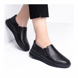 کفش طبی چرم طبیعی زنانه راحتی مدل صبا مشکی saba