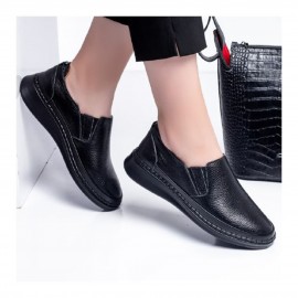 کفش طبی چرم طبیعی زنانه راحتی مدل صبا مشکی saba