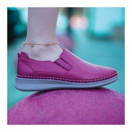 کفش طبی چرم طبیعی زنانه راحتی مدل صبا سرخابی saba