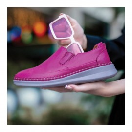 کفش طبی چرم طبیعی زنانه راحتی مدل صبا سرخابی saba