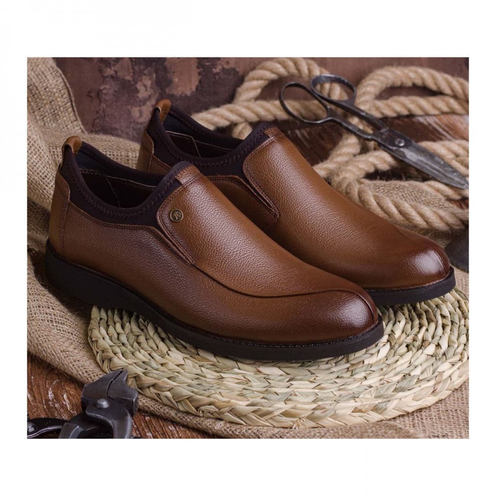 کفش چرم طبیعی مردانه مجلسی مدل سی 20 عسلی C20