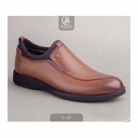 کفش چرم طبیعی مردانه مجلسی مدل سی 20 عسلی C20