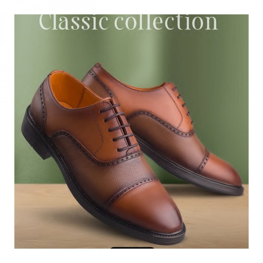 کفش چرم طبیعی مردانه مجلسی مدل زد 1 عسلی Z1