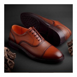 کفش چرم طبیعی مردانه مجلسی مدل زد 1 عسلی Z1