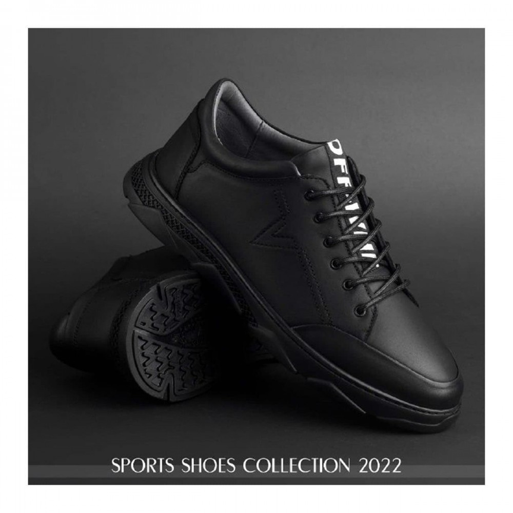 کفش چرم طبیعی اسپورت مدل فوکو ساعتی مشکی foko