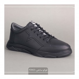 کفش چرم طبیعی اسپورت مدل فوکو ساعتی مشکی foko
