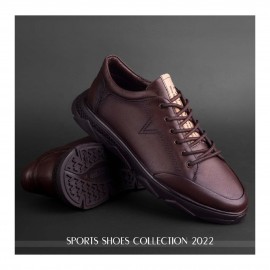 کفش چرم طبیعی اسپورت مدل فوکو ساعتی قهوه ای foko