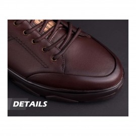 کفش چرم طبیعی اسپورت مدل فوکو ساعتی قهوه ای foko