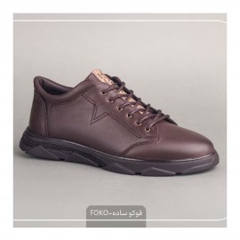 کفش چرم طبیعی اسپورت مدل فوکو قهوه ای foko