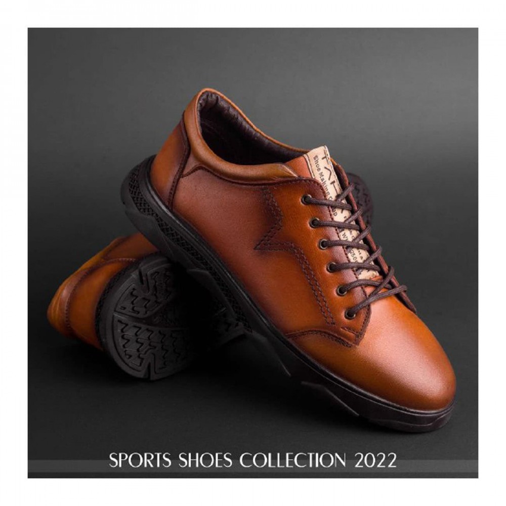 کفش چرم طبیعی اسپورت مدل فوکو عسلی foko