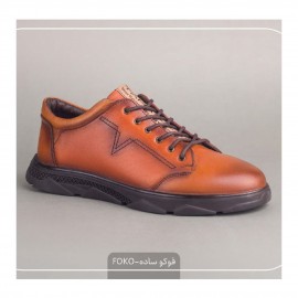 کفش چرم طبیعی اسپورت مدل فوکو عسلی foko