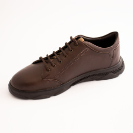 کفش چرم طبیعی اسپورت مدل فوکو قهوه ای foko