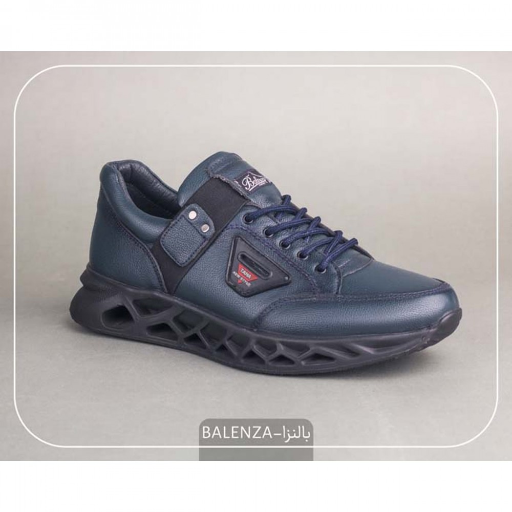 کفش چرم طبیعی اسپورت مدل بالنزا سرمه ای balenza