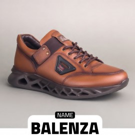 کفش چرم طبیعی اسپورت مدل بالنزا عسلی balenza