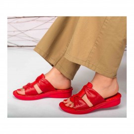 صندل طبی چرم طبیعی زنانه کد 215 قرمز