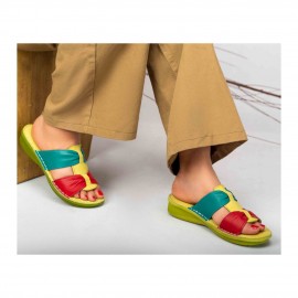 صندل طبی چرم طبیعی زنانه کد 215 سبز