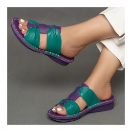 صندل طبی چرم طبیعی زنانه کد 215 بنفش