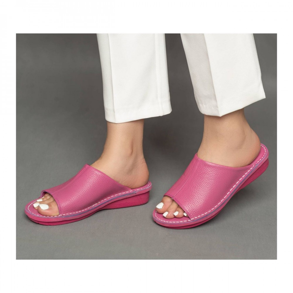 صندل طبی چرم طبیعی زنانه کد 223 صورتی