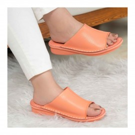 صندل طبی چرم طبیعی زنانه کد 223 هلویی