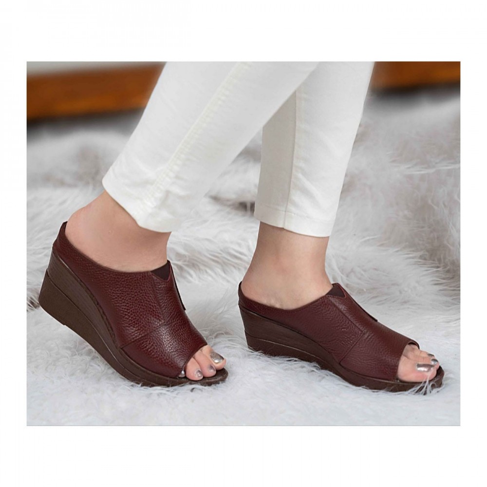 صندل طبی چرم طبیعی زنانه کد 233 زرشکی