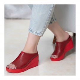 صندل طبی چرم طبیعی زنانه کد 233 قرمز