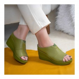 صندل طبی چرم طبیعی زنانه کد 233 سبز