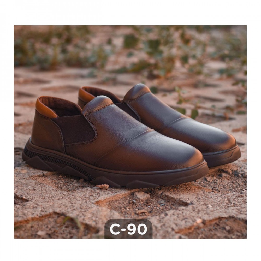 کفش چرم طبیعی مردانه مدل سی نود قهوه ای C90
