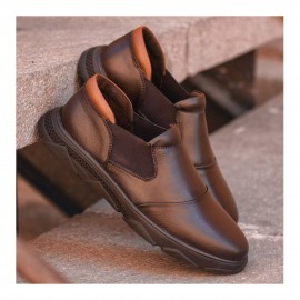 کفش چرم طبیعی مردانه مدل سی نود قهوه ای C90