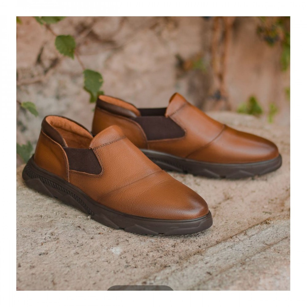 کفش چرم طبیعی مردانه مدل سی نود عسلی C90
