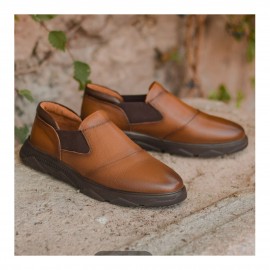 کفش چرم طبیعی مردانه مدل سی نود عسلی C90