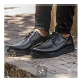 کفش چرم طبیعی مردانه مدل پرس بندی مشکی press