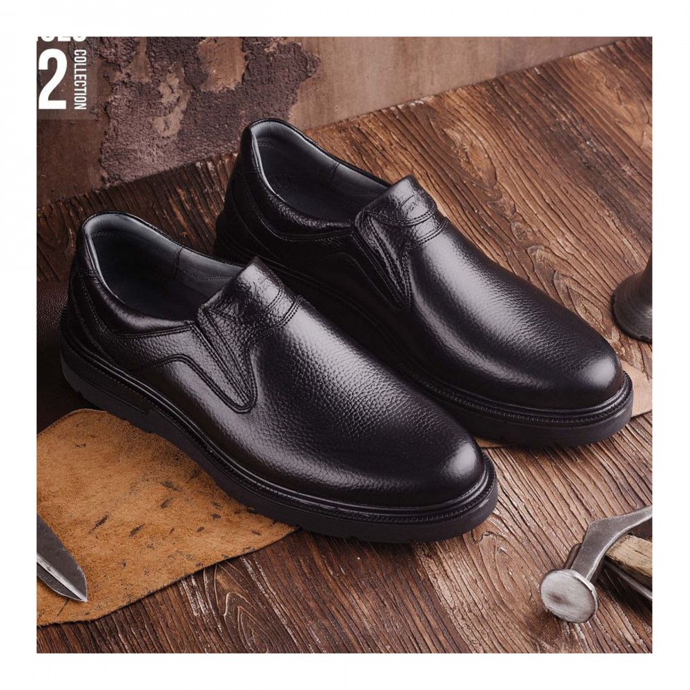 کفش چرم طبیعی مردانه مدل پرس کشی مشکی press