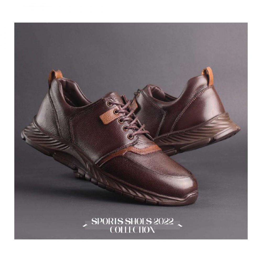 کفش چرم طبیعی اسپورت مدل اس 50 عسلی S50
