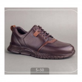 کفش چرم طبیعی اسپورت مدل اس 50 عسلی S50
