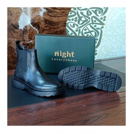 نیم بوت چرم طبیعی مدل چلسی مشکی chelsi