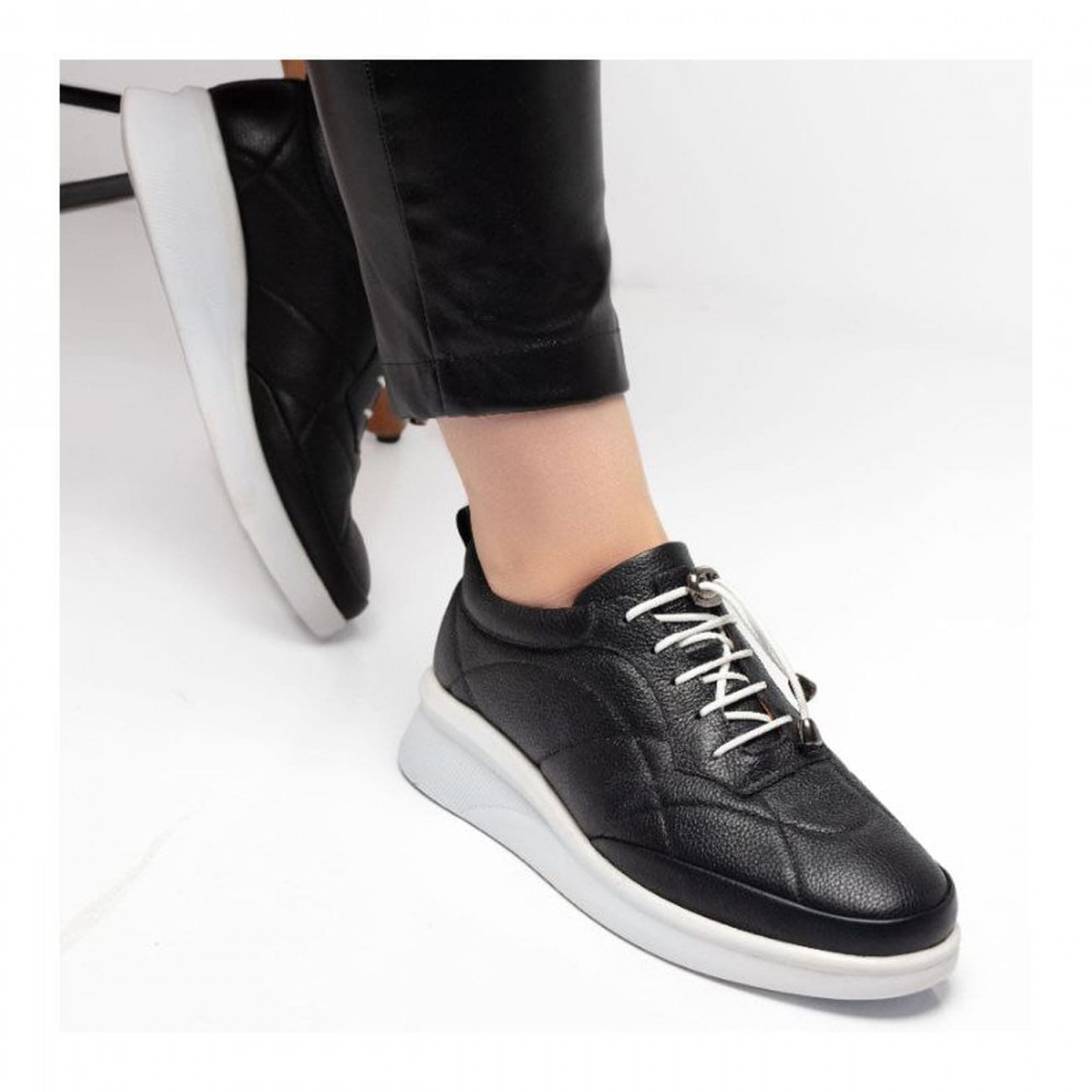 کفش چرم طبیعی اسپورت زنانه مدل وانیا مشکی vania