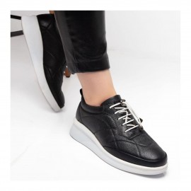 کفش چرم طبیعی اسپورت زنانه مدل وانیا مشکی vania