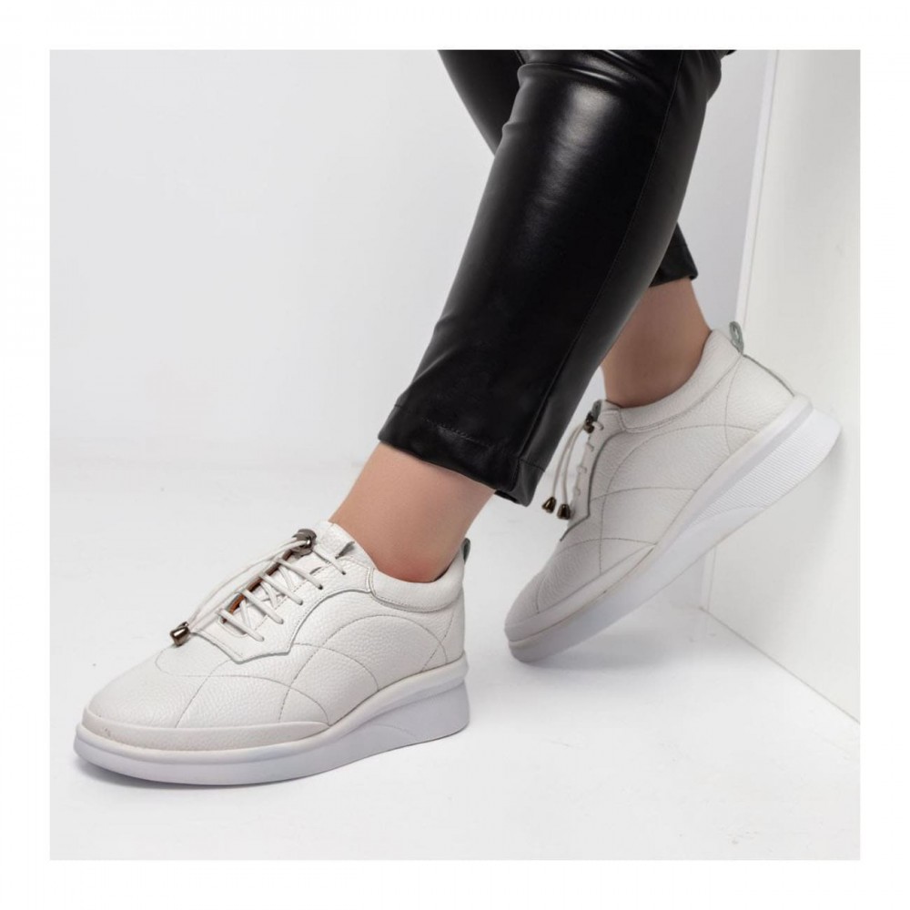 کفش چرم طبیعی اسپورت زنانه مدل وانیا سفید vania