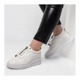 کفش چرم طبیعی اسپورت زنانه مدل وانیا سفید vania