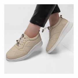 کفش چرم طبیعی اسپورت زنانه مدل وانیا کرمی vania