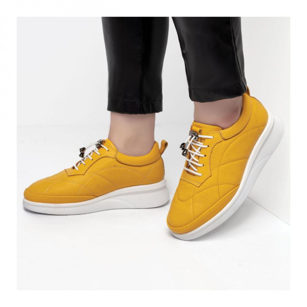 کفش چرم طبیعی اسپورت زنانه مدل وانیا زرد vania